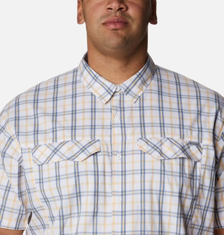 Men's Columbia Silver Ridge Lite Plaid Short Sleeve Shirts Cream | Plus Size CA-H38A0